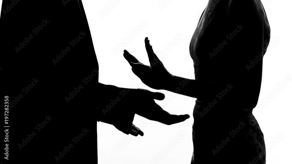 Break-up, shadow of male stopping wife from walking away, relationship problem