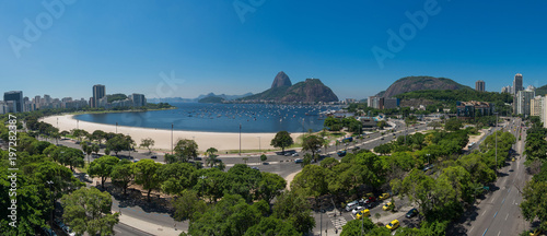 Panoramic View of Botafogo Beach With the Sugarloaf Mountain in the Horizon, in Rio de Janeiro, Brazil