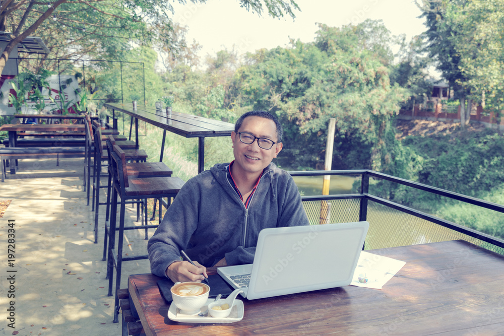 Freelance working with laptop. Freelance working with laptop.