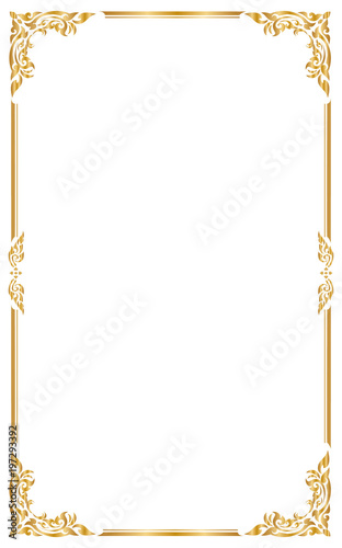 Decorative frames and border, Golden frame on white background, Vector illustration