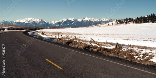 Roaad Curves Towards The Wallowa Mountains Joseph Oregon USA photo