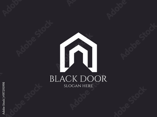 door logo for home or real estate. letter A or D. entrance, gate, construction, doorway symbol vector illustration
