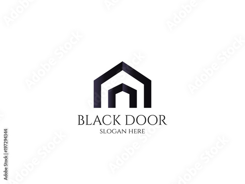 door logo for home or real estate. letter A or D. entrance, gate, construction, doorway symbol vector illustration