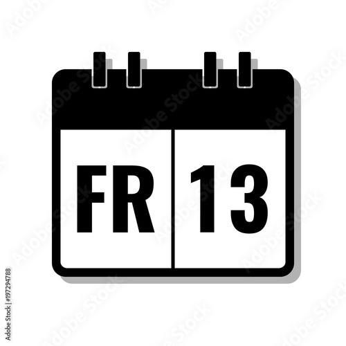 friday 13, black calendar flat vector illustration
