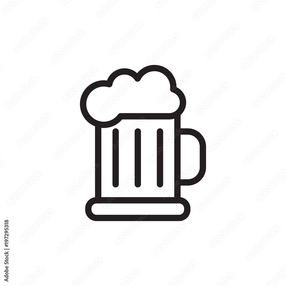 Beer cup thin line icon. Beer pint glass vector illustration isolated on  white. Mug outline style design, designed for web and app. Eps 10., Stock  vector