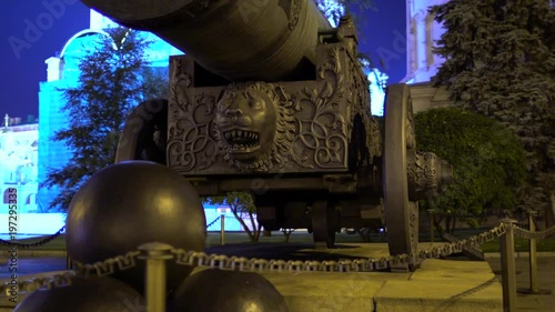 The Tsar Cannon, Moscow Kremlin, Russia -- is a large, 5.94 metres (19.5 ft) long cannon on display on the grounds of the Moscow Kremlin 4к