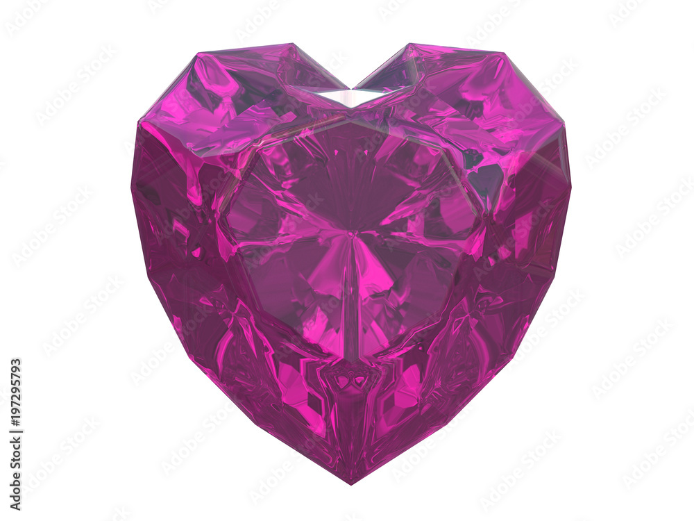 diamond heart jewelry front view isolated on a white background 3d rendering diamond heart jewelry front view isolated on a white background 3d rendering
