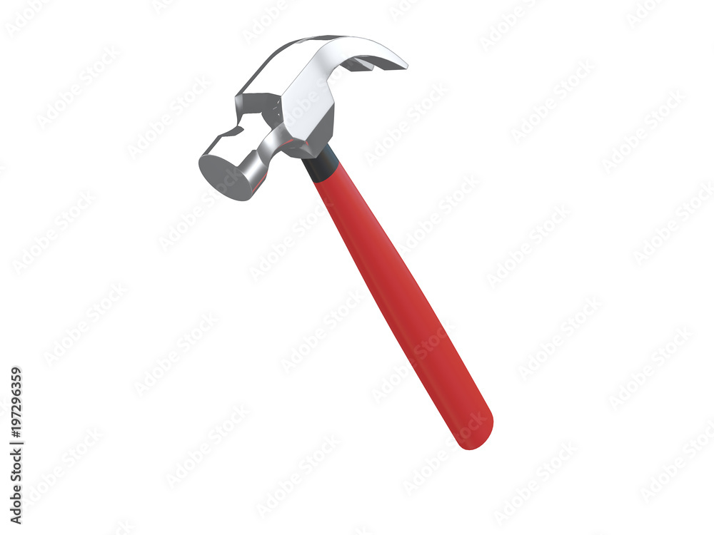 red hammer with metal head isolated on a white background 3d rendering red hammer with metal head isolated on a white background 3d rendering