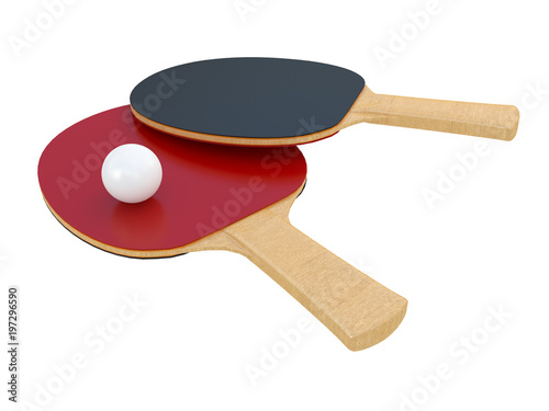 Wallpaper Mural ping pong rackets red and black with white ball isolated on a white background 3d rendering Torontodigital.ca