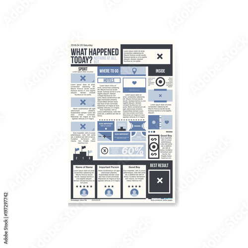 Newspaper page with information and commercial copy space mockup.