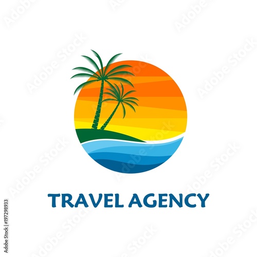 boat travel  island  beach logo vector