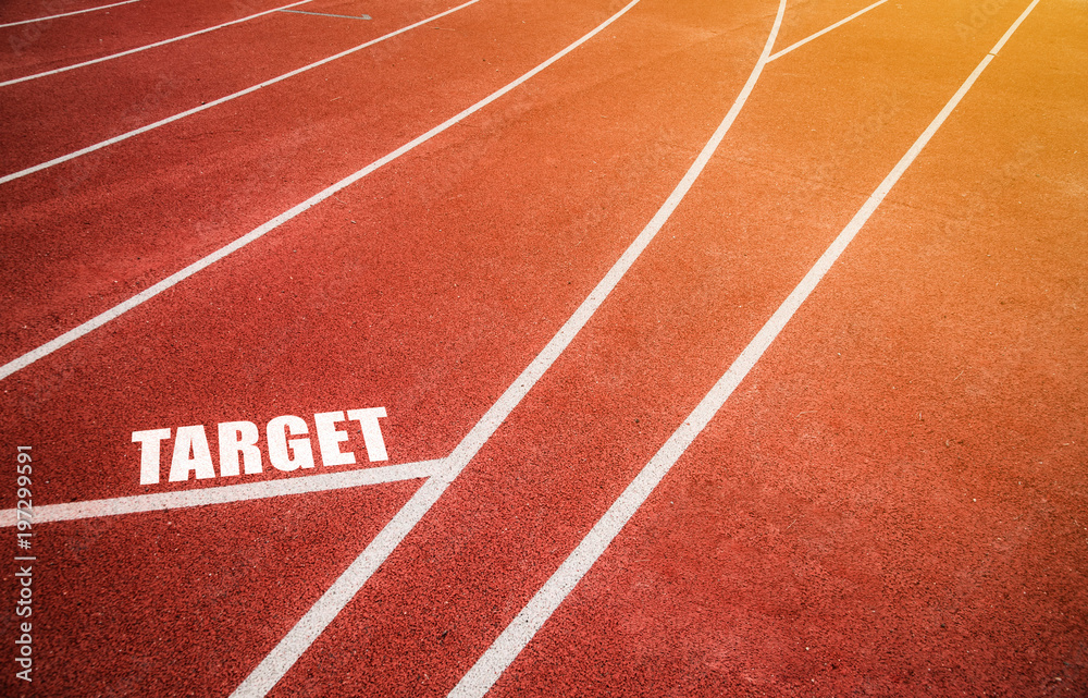Target word on running track background