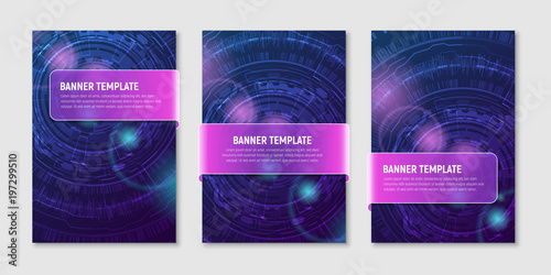 Set of banners templates. Futuristic user interface HUD UI UX. Connection structure. Science background. Business abstract vector illustration