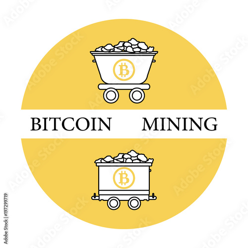 Mining bitcoins trolleys with ore.