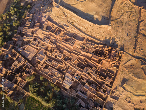 Aerial top view on Ait Ben Haddou