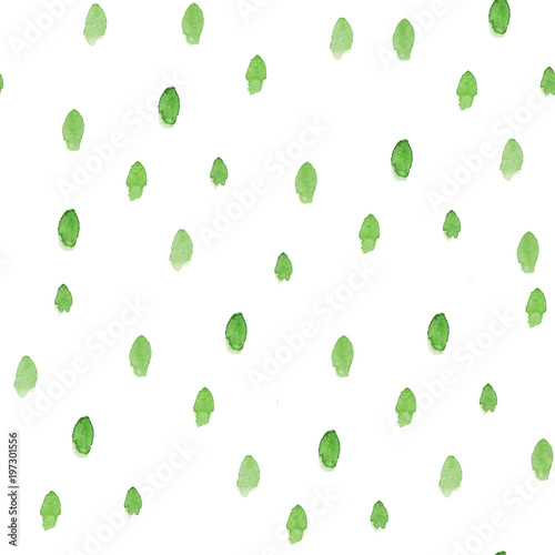 Green strokes on a white background. Watercolor seamless pattern