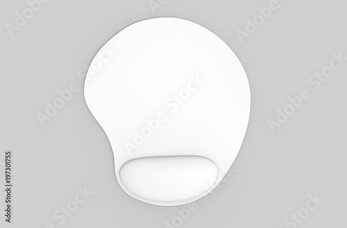 Blank gel mouse pad with computer mouse for branding or design presentation. 3d render illustration. photo