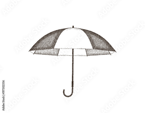 Opened umbrella isolated on white background. Vector illustration.