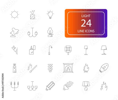 Line icons set. Light pack. Vector illustration