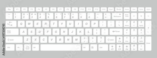 White computer keyboard. isolated on gray background