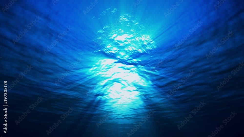 Looped Ocean Image blue ocean surface seen from underwater, looped slow motion waves and ...