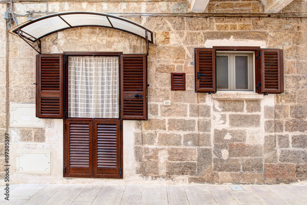 Colorful facade of Italian style old house Colorful facade of Italian style old house