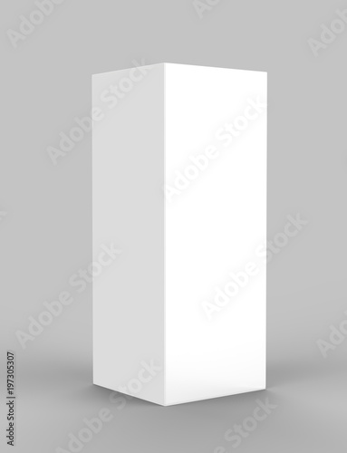 Pop Up Trade Show Tower tall Display with Stretch Fabric Square Column. 3d render illustration. photo