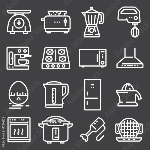 Simple Set of Kitchen Appliances Related Vector Line Icons.