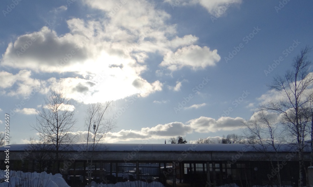 Clouds illuminated by the sun.