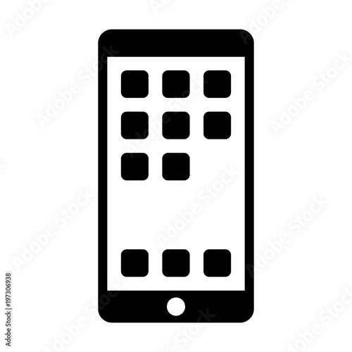 Mobile phone / smartphone with a bunch of apps on screen flat vector icon