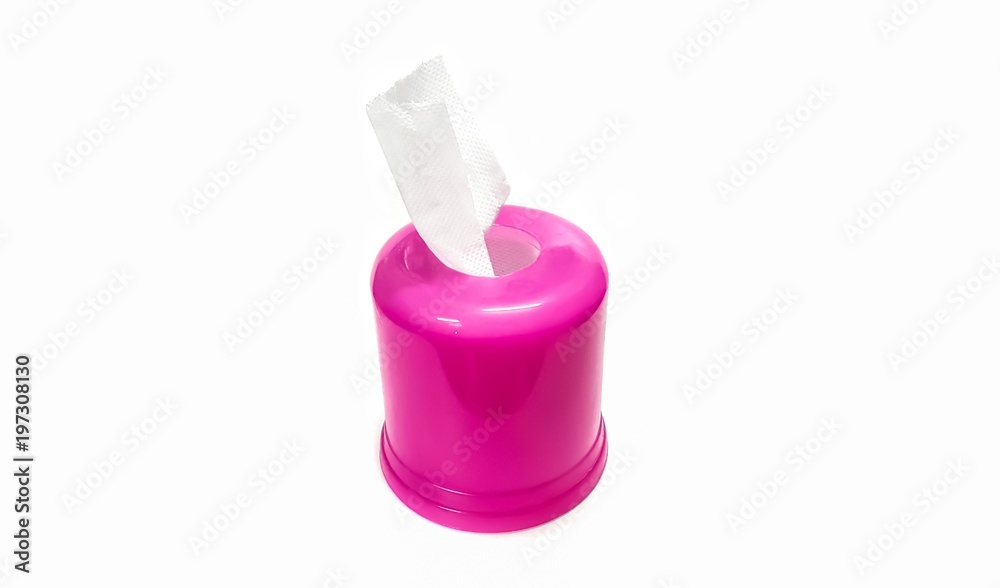 Tissue box made of plastic pink ,cylindrical design put the tissue inside Tissue box made of plastic pink ,cylindrical design put the tissue inside