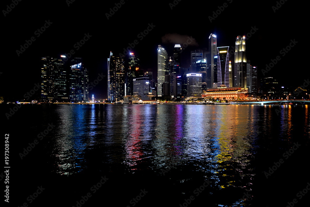 Fototapeta premium illumination of Singapore business district at night
