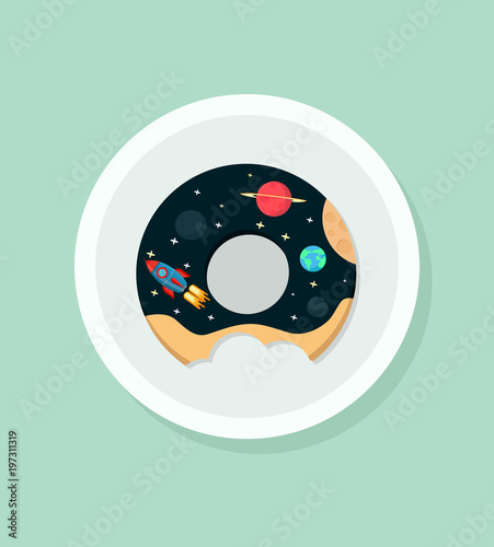 donut in space on white plate
