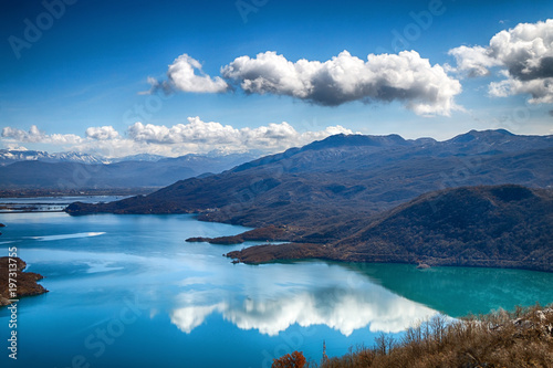 Beautiful natural landscape. Lake in the mountains in clear sunny weather