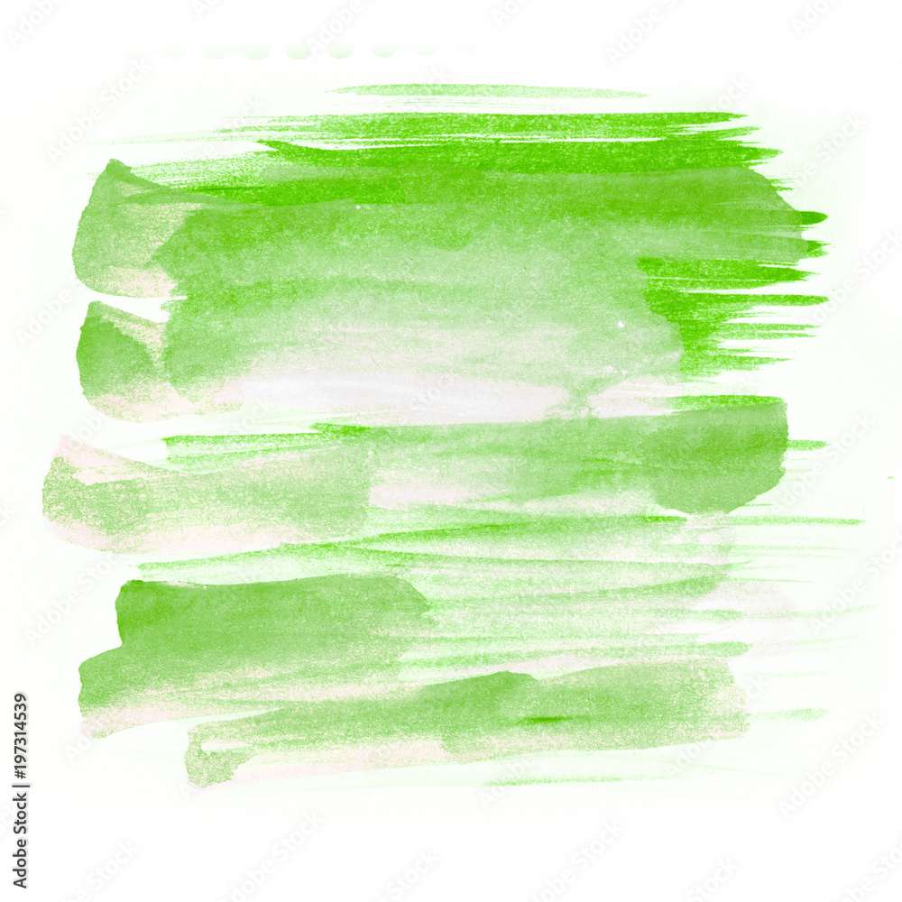 green splash watercolor hand drawn paper texture torn isolated stain on ...