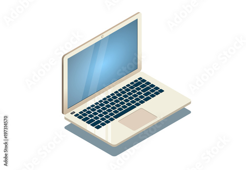 Isometric 3D vector illustration concept computer, laptop front view. 3d device isolated