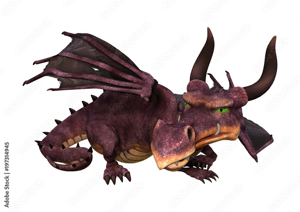 Fototapeta premium 3D Rendering Fantasy Dragon on White
