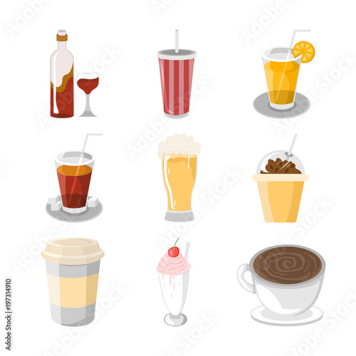 Various Beverage Cafe Illustration Set
