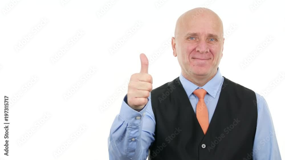 Businessman Image Smiling and Making Good Job Sign Thumbs Up Businessman Image Smiling and Making Good Job Sign Thumbs Up