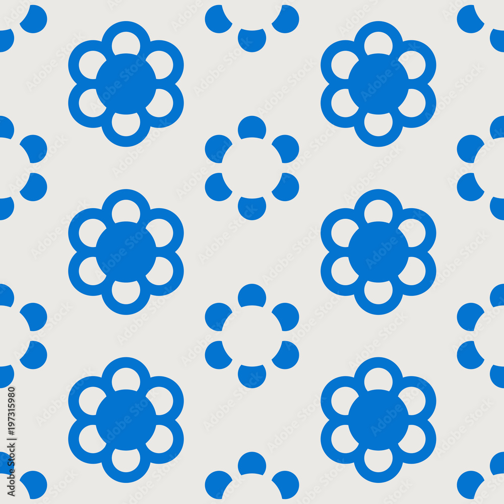 Cute floral simple pattern with geometric flowers for childrens clothing design