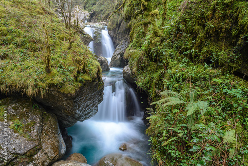 Waterfall in Kakueta Canyon, Aquitaine, France photo