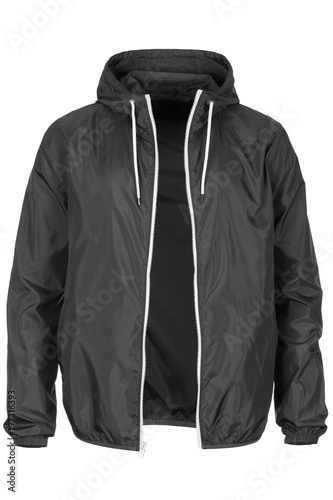 Warm grey windbreaker jacket with hood