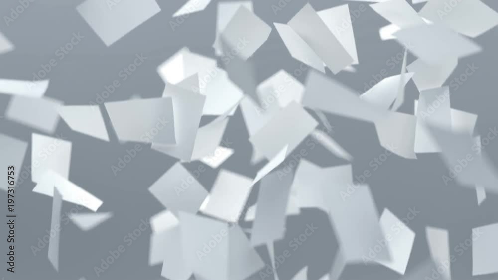flying sheets of white paper	