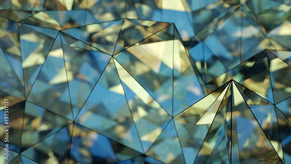 Fototapeta premium Futuristic glass construction 3D rendering with DOF