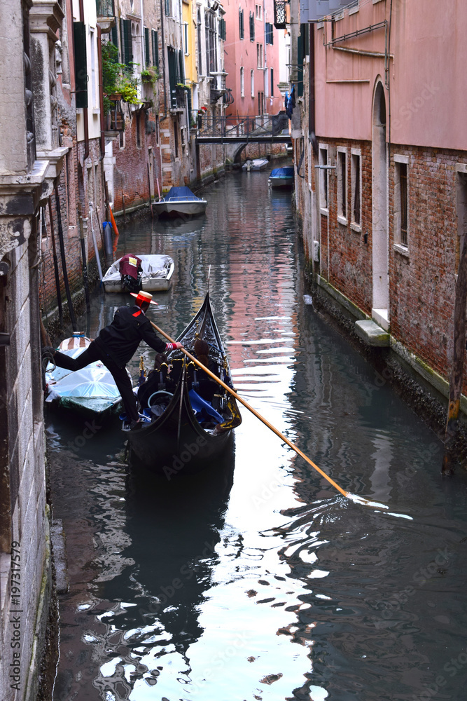 Water Transport on the Grand Canal, Venice, Italy, including gondolas and vaporettos