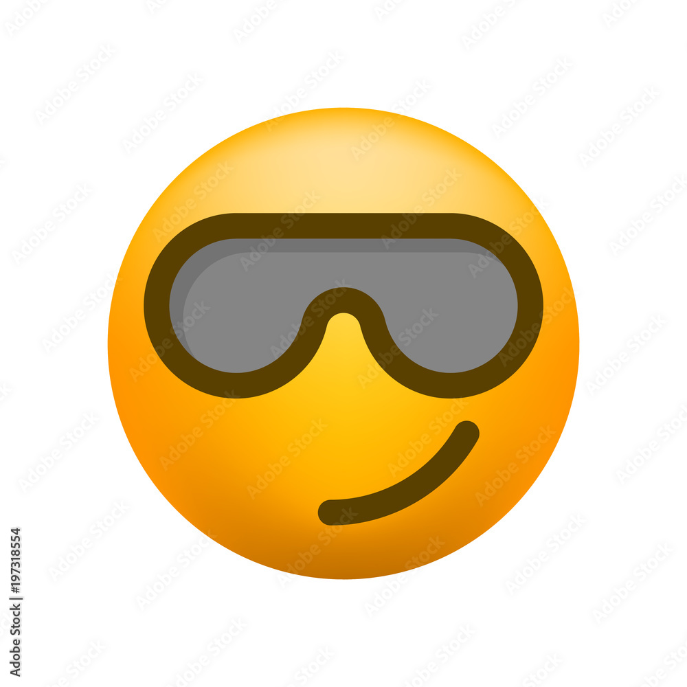 Cute Very Happy with Sunglasses Emoticon on White Background . Isolated Vector Illustration Cute Very Happy with Sunglasses Emoticon on White Background . Isolated Vector Illustration