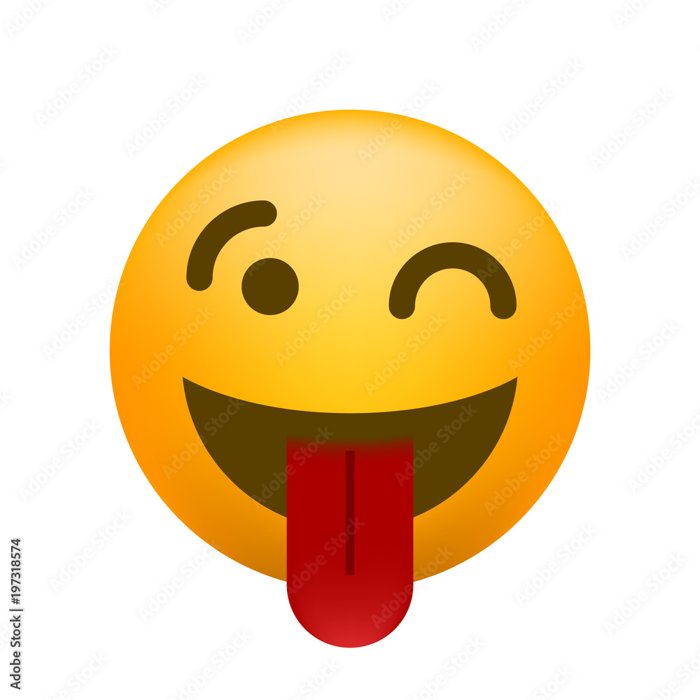 Cute Emoticon with Stuck Out Tongue on White Background . Isolated Vector Illustration Cute Emoticon with Stuck Out Tongue on White Background . Isolated Vector Illustration