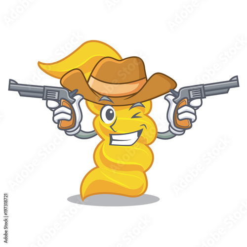 Cowboy fusilli pasta character cartoon