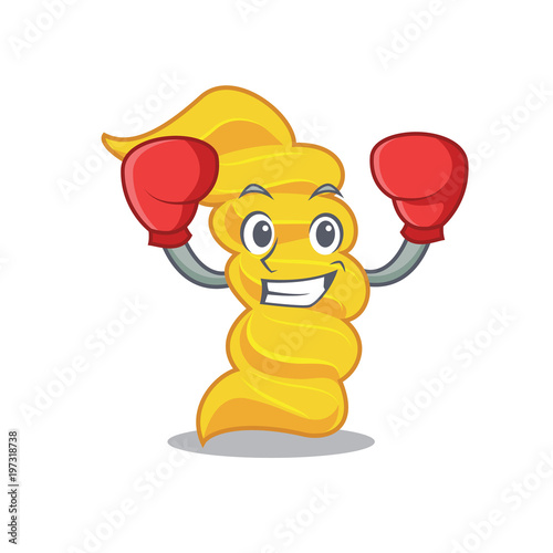 Boxing fusilli pasta character cartoon