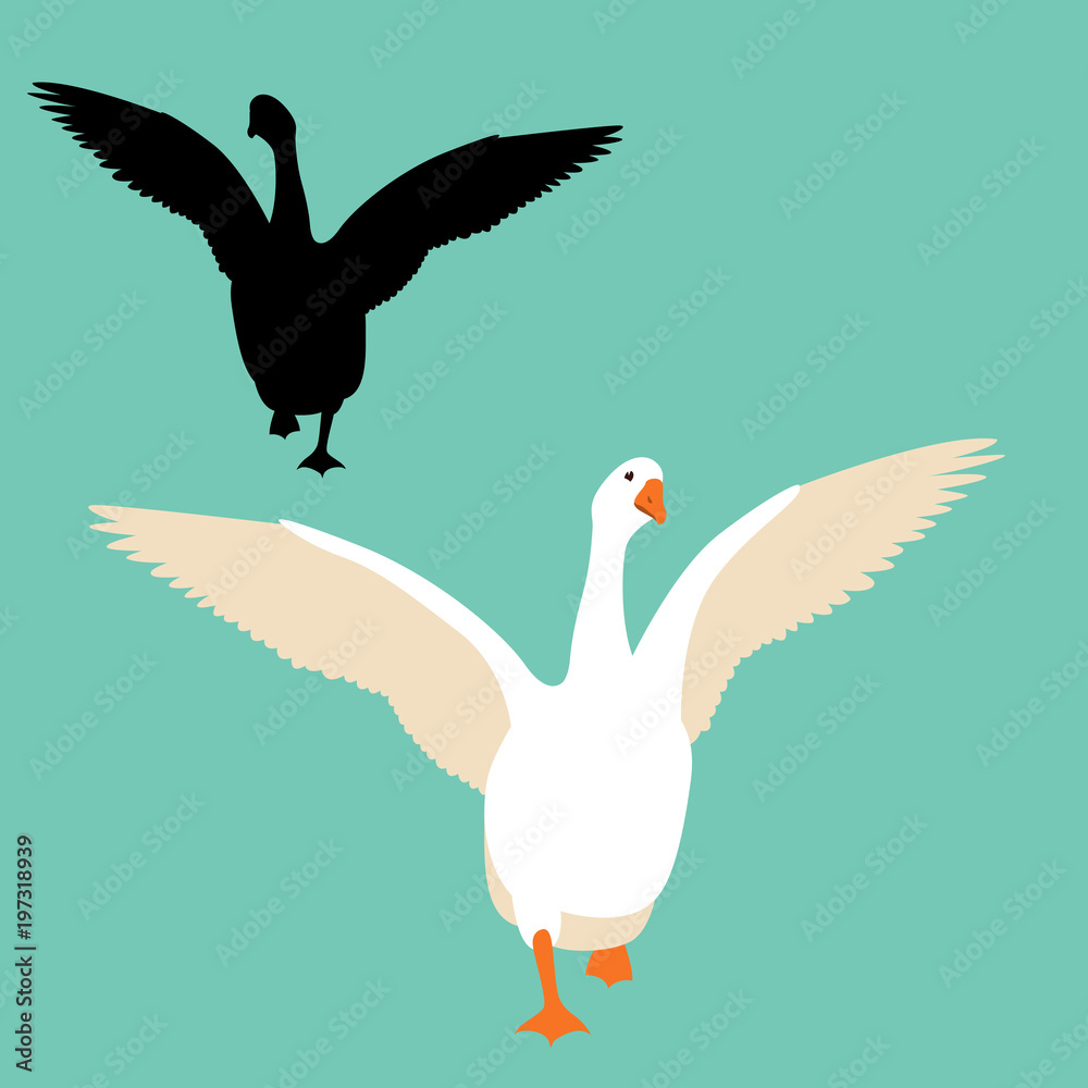 goose vector illustration flat style black silhouette